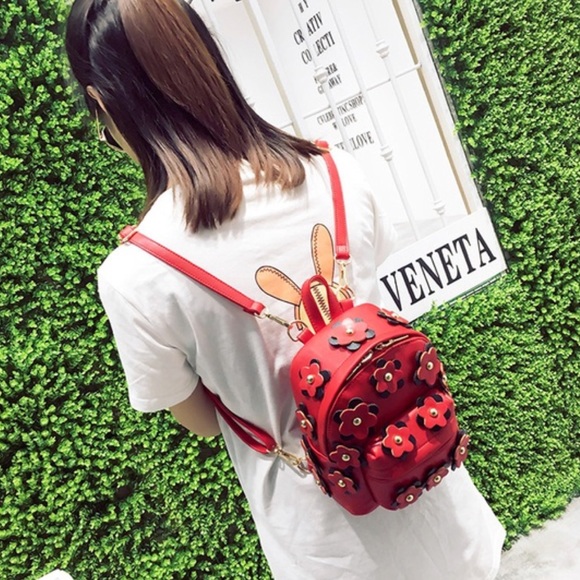 Red Floral Mini Backpack - Picture 2 of 4